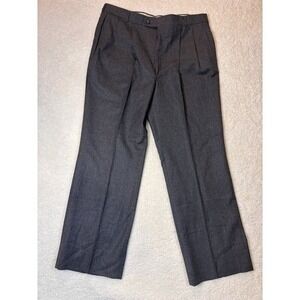 Asher Coventry Flannel Dress Pants Mens 34x26 Gray Excellent Pleated Wool USA